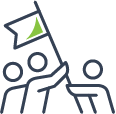 Icon of team raising flag